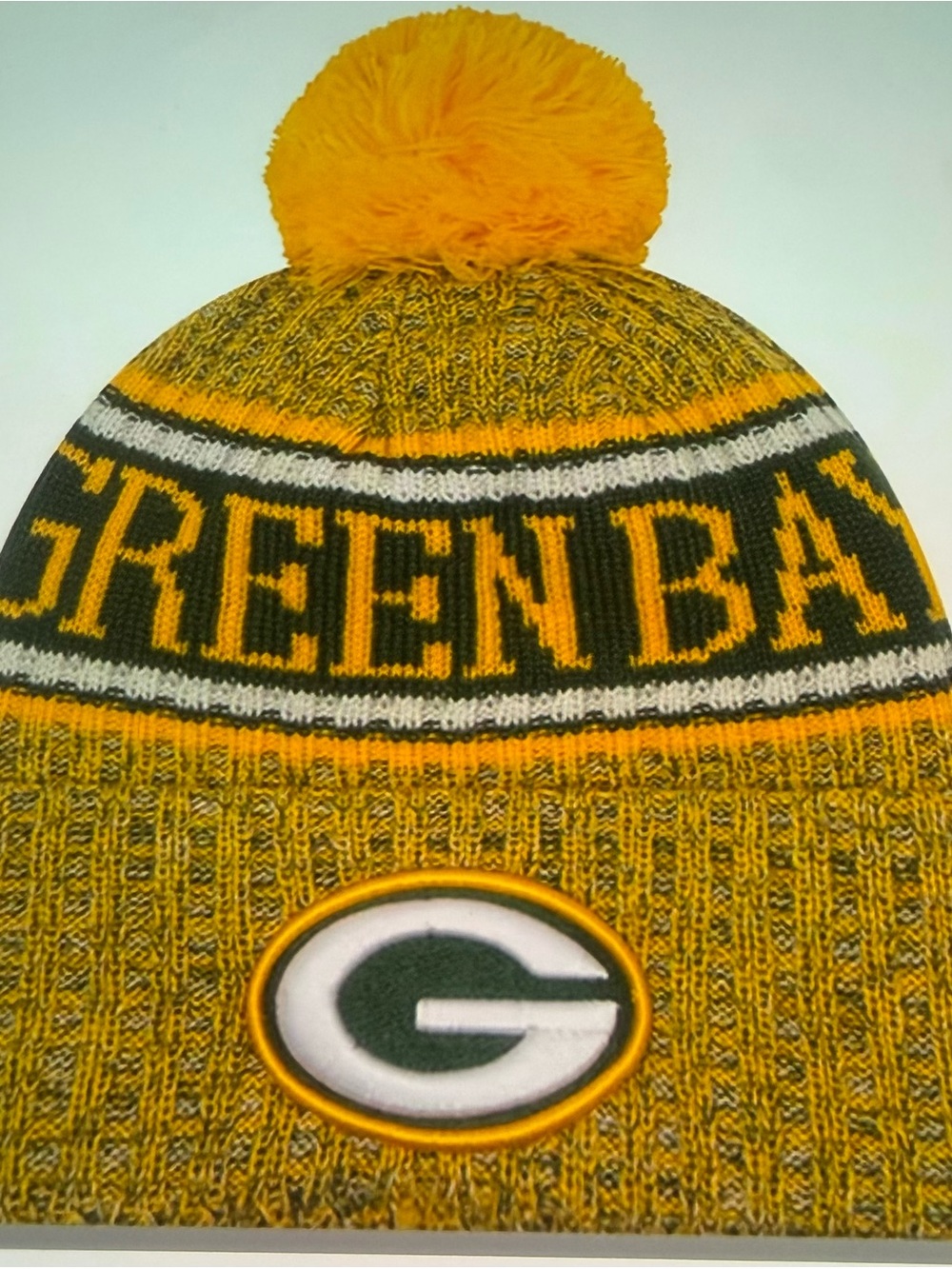 NFL Green Bay Yellow and Green Pom Beanie